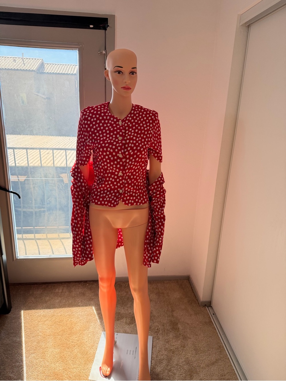 Vintage Block Island Petites Red Polka Dot Blouse & Jacket Set